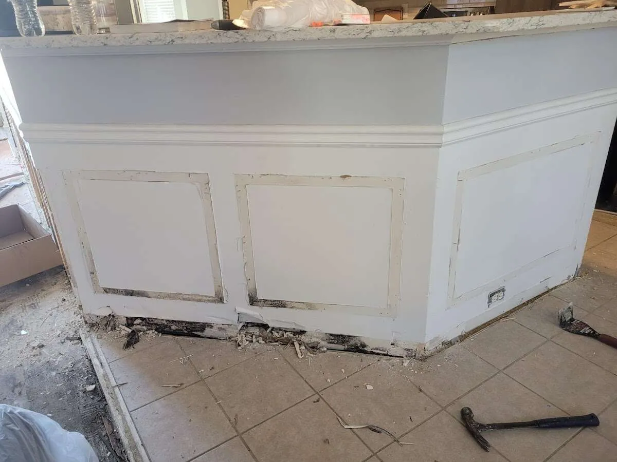 Water damage and mold on kitchen during Burst Pipe Cleanup in East Hampton